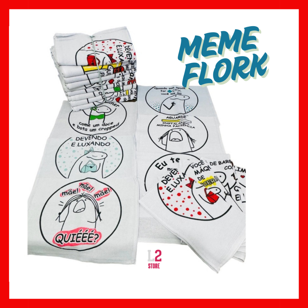 Kit 10 Pano De Prato Estampado Meme Bento Flork 10 Unidades