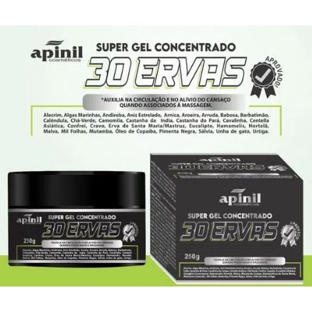 Super Gel Concentrado 30 Ervas Apinil – 250g é um produto natural desenvolvido com extratos de 30 ervas selecionadas