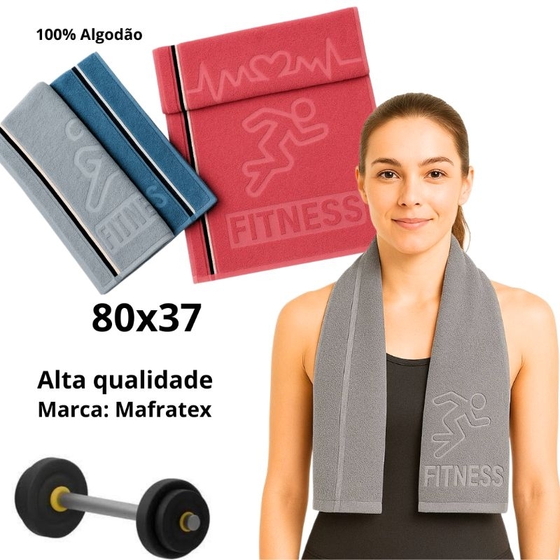 kit Toalhas Slin Academia Fit 37x80cm Grande Rosto Treinos e Corridas