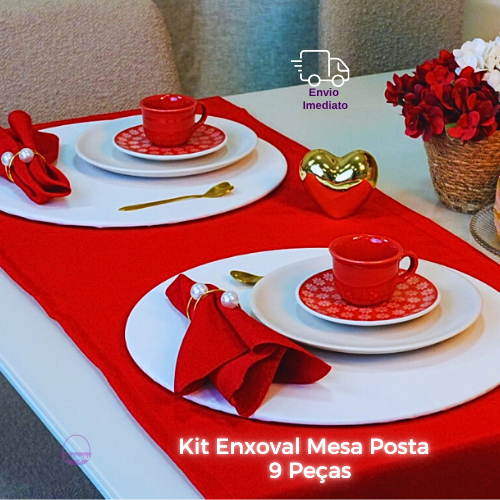 Jogo de Café da Manhã Natal Mesa Posta 9 Peças Decoração Dia dos Namorados Casal Kit Completo