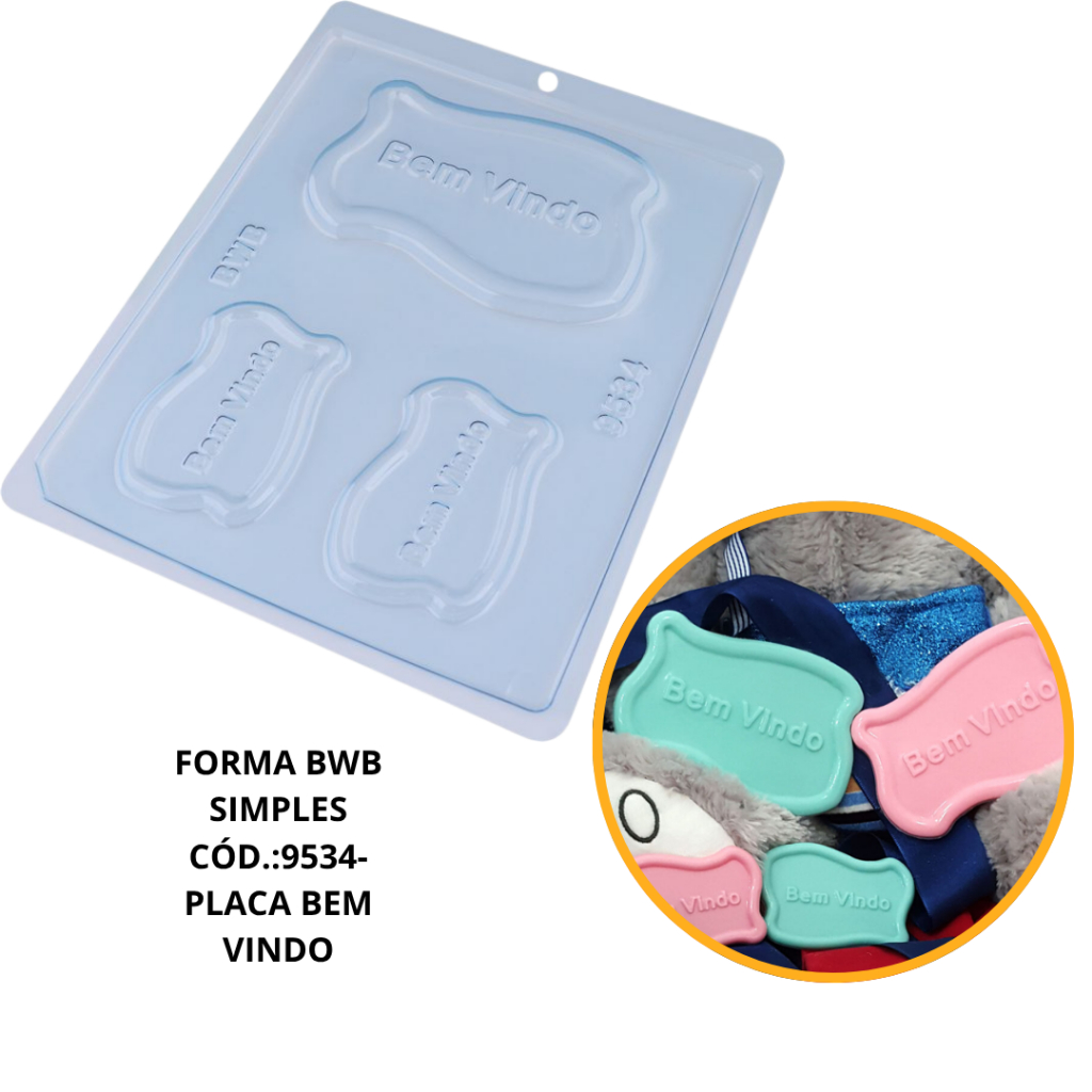 1~10 FORMA SIMPLES PLACA LISA BEM VINDA CÓD.:9534 (E2) EM ACETATO BWB PARA BOMBOM, DOCES DE CHOCOLATE E CONFEITARIA. em Oferta na Shopee