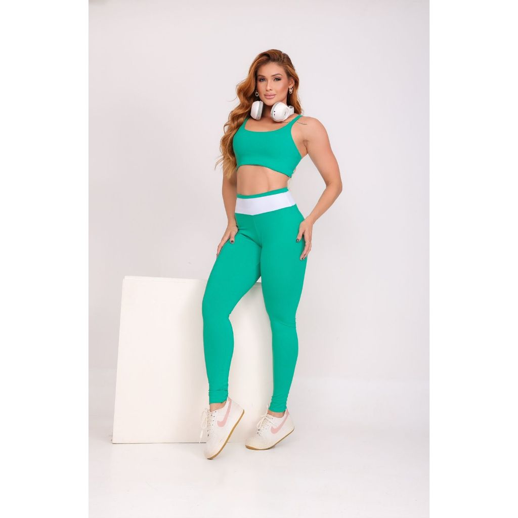 Conjunto Fitness Calça Legging Cintura Alta e Top Suplex Conjunto de Academia Top e Calça