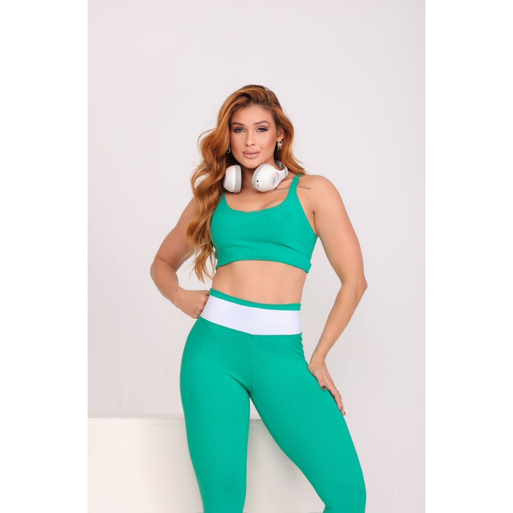 Conjunto Fitness Calça Legging Cintura Alta e Top Suplex Conjunto de Academia Top e Calça