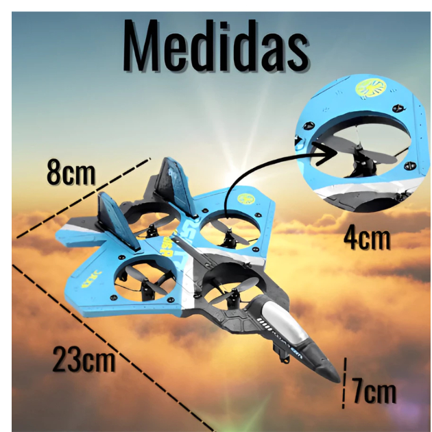 Avião De Controle  Aero Jato Caça Drone  2.4G 4CH RC Fighter 360 Graus Stunt Tumbling Remoto