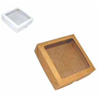 10 Caixas 15x15x4cm para presente com visor acetato kraft em Oferta na Shopee