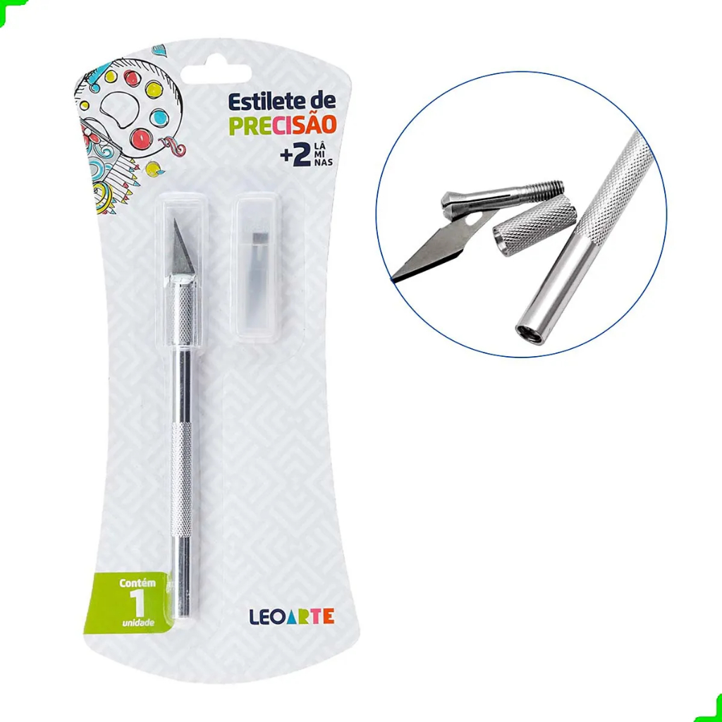 Estilete de Precisão Blister com 1 unidade de Metal Leonora