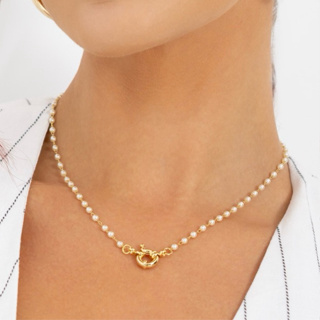 Colar Pérolas Com Fecho Boia Banhado A Ouro 18k Ou Prata 925 em Oferta na Shopee