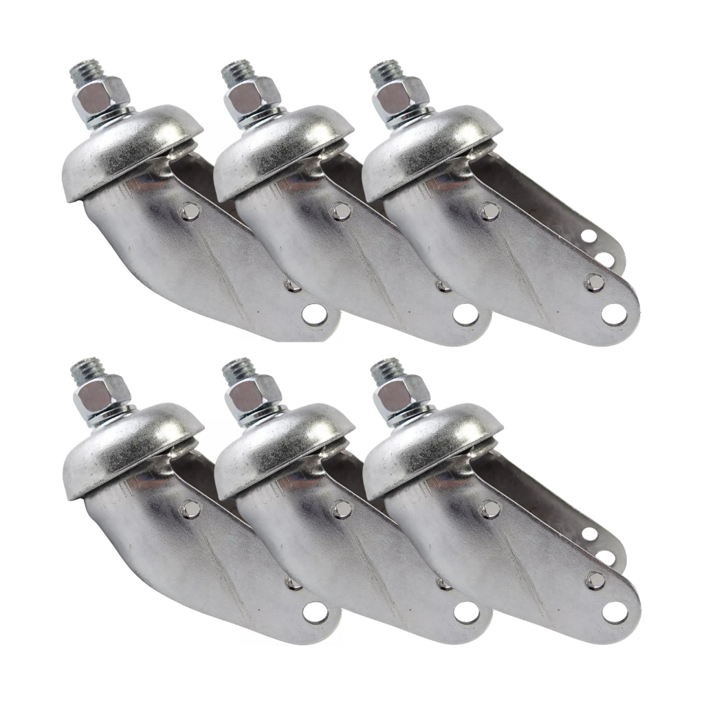 Kit 6 Garfos Giratório 5" Espiga 512 para Roda Carrinho de Supermercado Rodízio