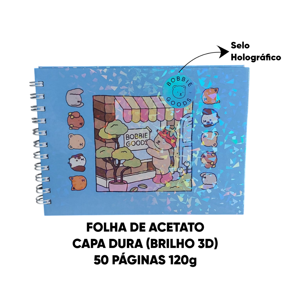 Livro de Colorir Bobbie Goods Capa Dura Brilho 3D selo Holografico com folha de Acetato