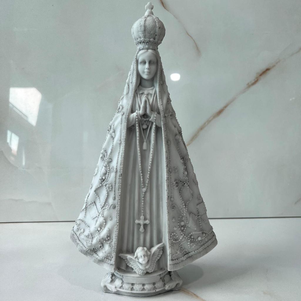 Imagem de Nossa Senhora Aparecida  32cm Resina com Pó de Mármore  Acabamento Marmorizado Fino