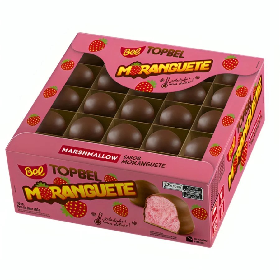 Marshmallow Chocolate Topbel Morango C/50UN em Oferta na Shopee