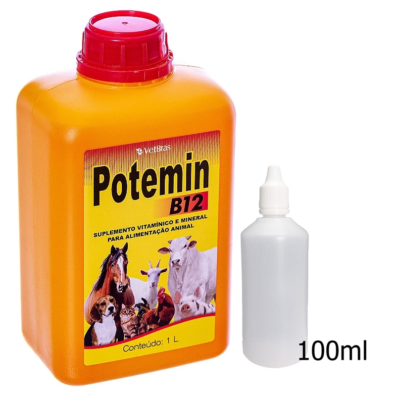 Potemin B12 Oral 100ml Suplemento Vitamínico Mineral Vetbras