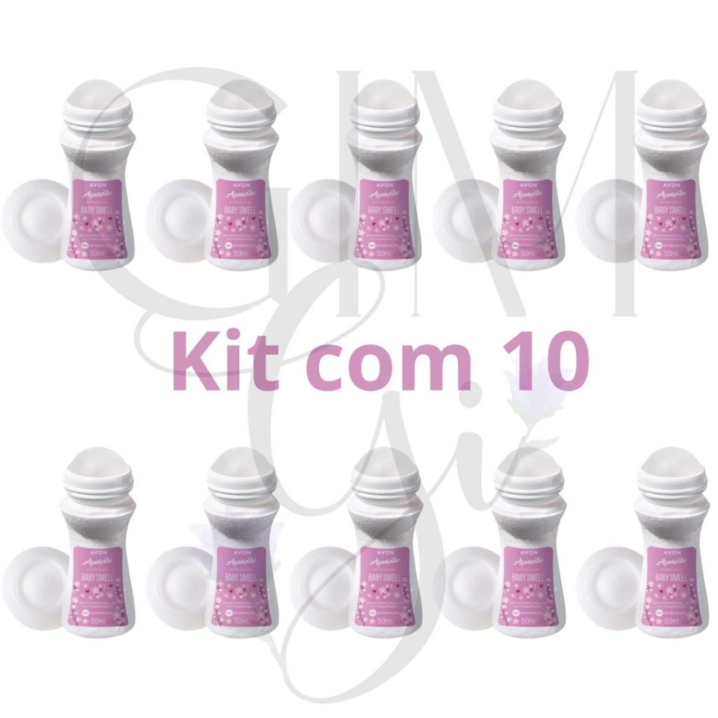 Kit 10 Desodorante Roll-on Antitranspirante Aquavibe Baby Smell  - Avon - Gim Gi