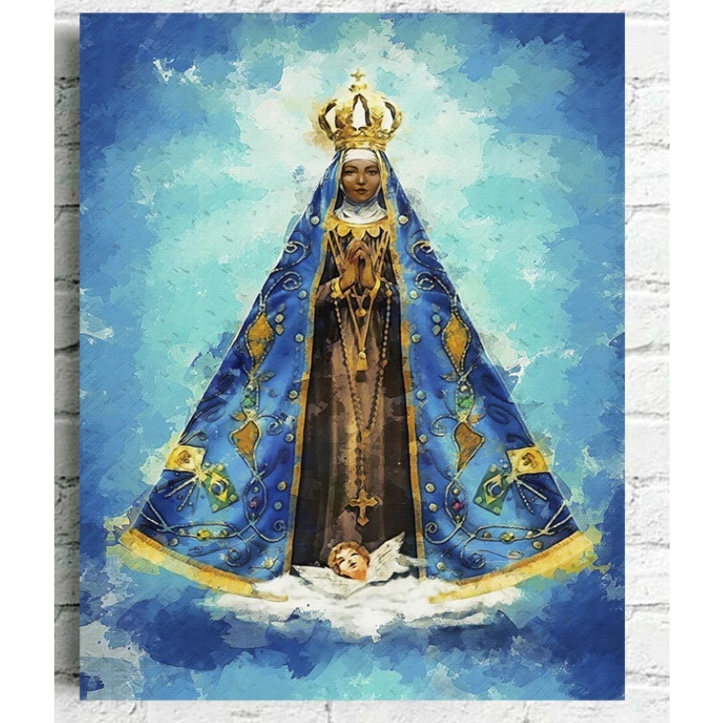 Quadro Decorativo Nossa Senhora Aparecida Céu Azul Fé Católico Religioso Esperança Paz