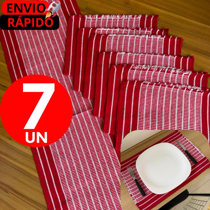 CONJUNTO MESA POSTA COMPLETA PASSADEIRA/TRILHO + AMERICANOS RÚSTICOS ALGODÃO NATURAL – FEITO A MÃO.