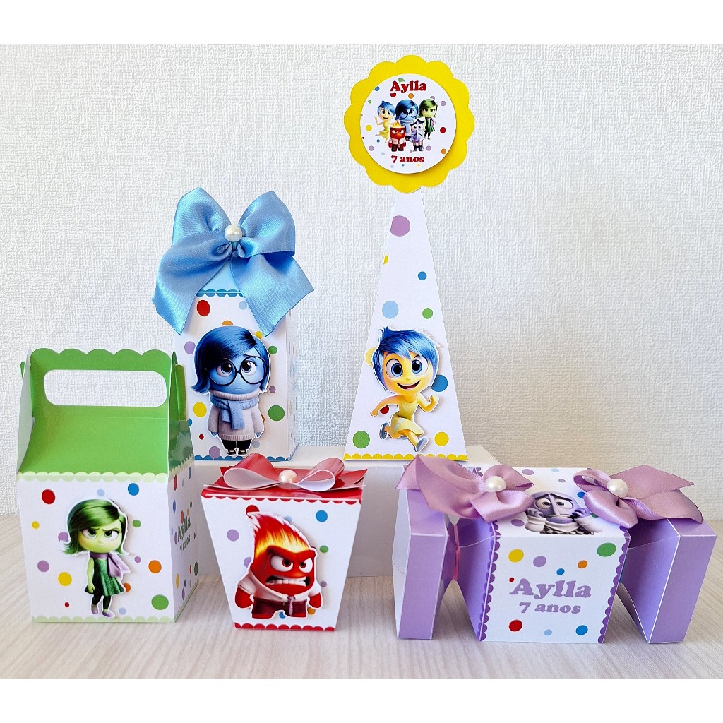PEGUE E MONTE Kit personalizado para festas - caixinhas para lembrancinhas - DIVERTIDAMENTE