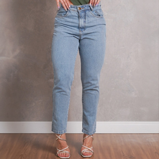 Calça Jeans Mom Feminina Shopee Gaven Lisa Soltinha Tecido Grosso Marmorizada Premium 100% Jeans em Oferta na Shopee
