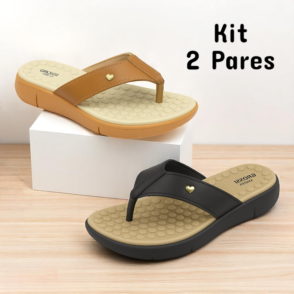 Kit 2 Pares Tamanco Feminino Ortopédico Massageador Chinelo Anatomico Confortável