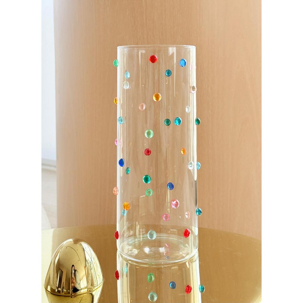 Vaso  Decorado Vidro  com Mini Gemas Coloridas  Design Italiano Sphere 25 cm de  Altura x 10 cm em Oferta na Shopee