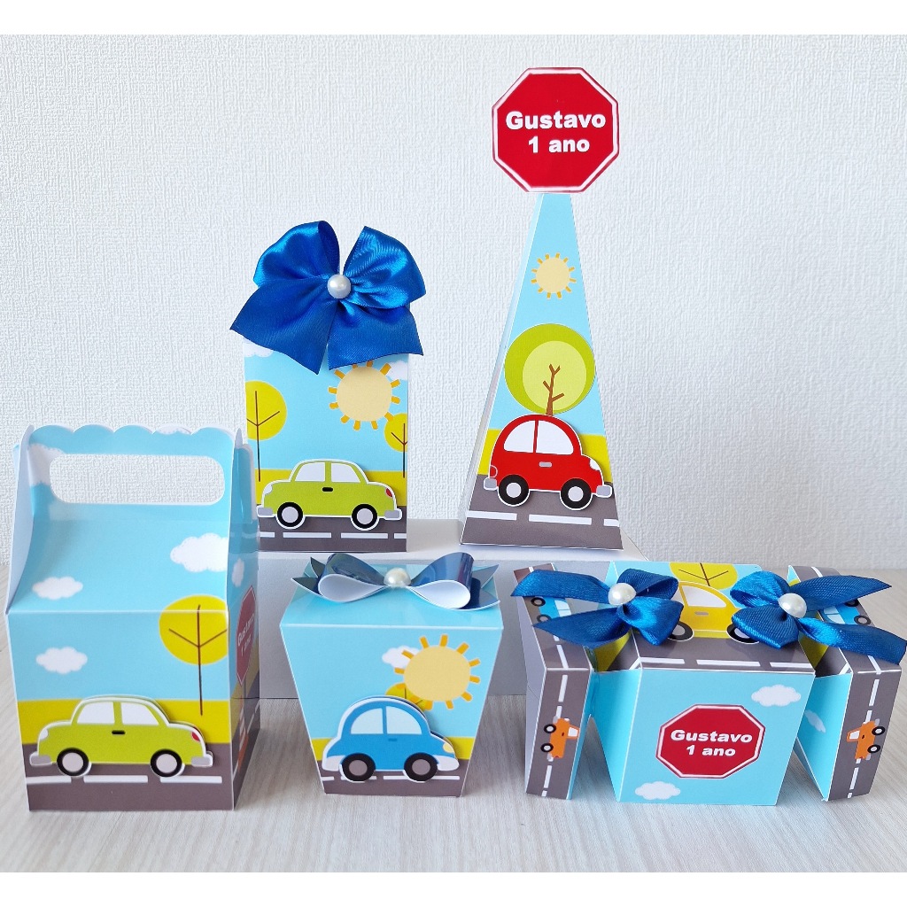 PEGUE E MONTE Kit personalizado para festas - caixinhas para lembrancinhas - CARRINHOS