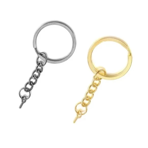 Argola C/ Corrente Para Chaveiro - Italiana Reforçada 25mm - Prata e Dourada + Elo + Pitão em Oferta na Shopee