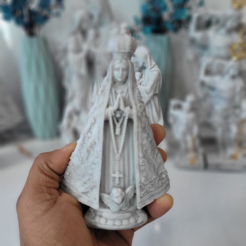Imagem Nossa Senhora Aparecida 16cm em Mármore Acabamento Premium pequena