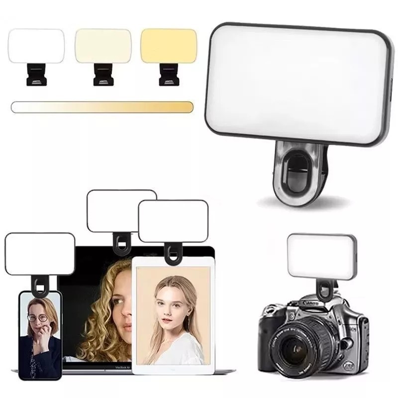 Mini Led 3 Modos De Luz LED Selfie Clip Live Stream Video Clip-on Portátil Maquiagem Recarregavel