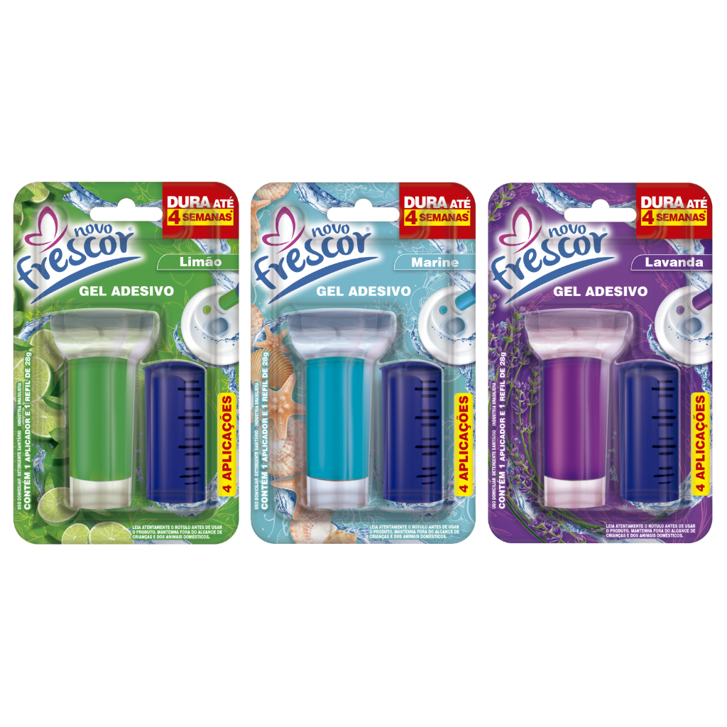 Gel Adesivo Sanitário com Aplicador 4 aplicações 28g Novo Frescor Duração até 4 Semanas em Oferta na Shopee