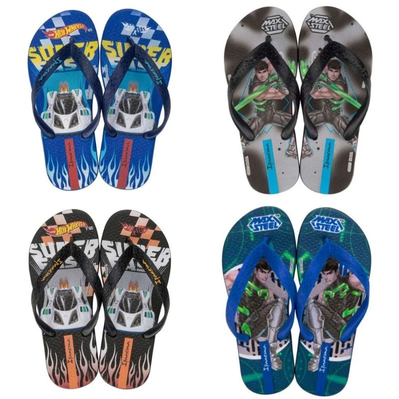 Chinelo Ipanema Infantil Hot Wheels Max Steel Original Dedo Carro Personagem Menino