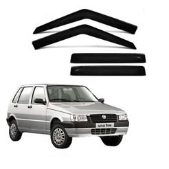Kit Jogo Calha Defletor Chuva Fiat Uno 2000 2001 2002 2003 2004 2005 06 2008 2010 2011 4 Portas Fume