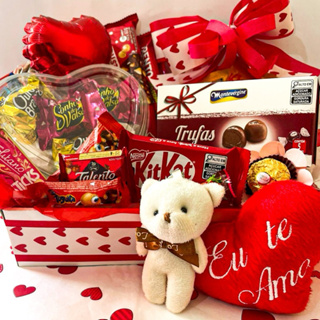 Cesta Café da Manhã com Chocolates Sortidos e Pelúcia | Presente Romântico Criativo em Oferta na Shopee