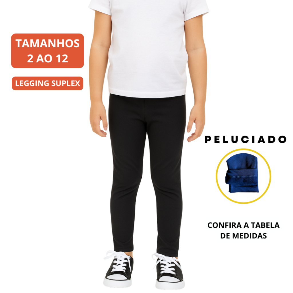Calça Legging Infantil Suplex Peluciada Flanelada Menina