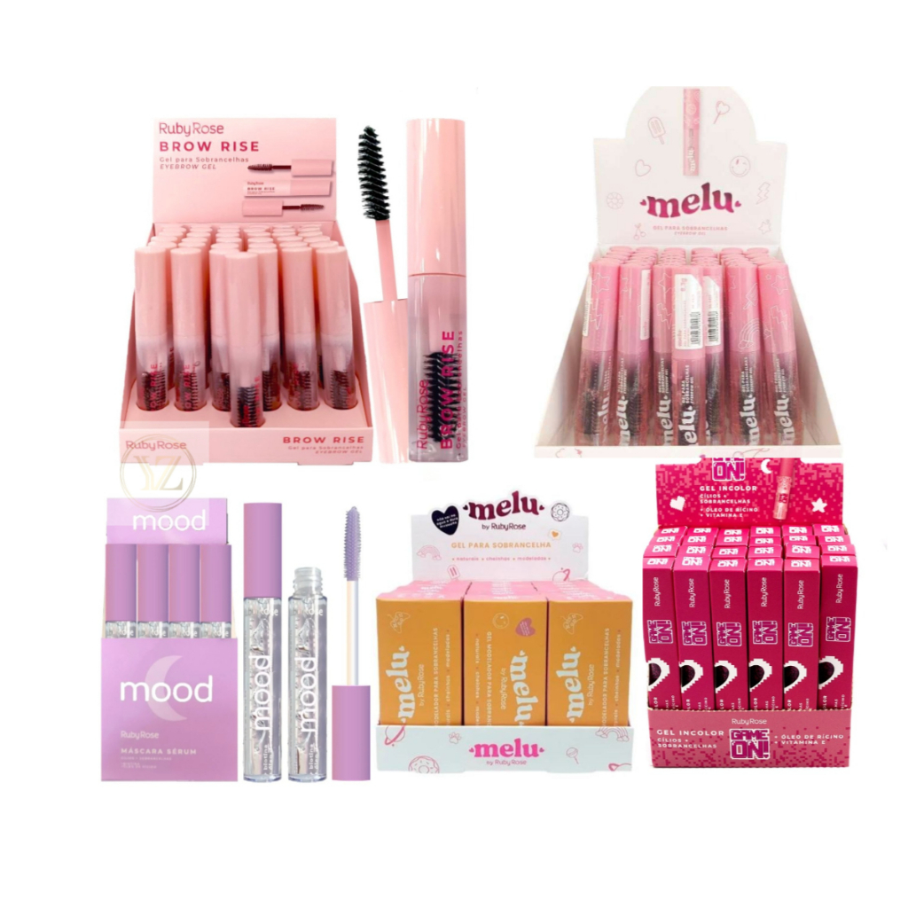 Kit 12/24/36x Ruby Rose Gel Sobrancelha – Atacado 5 Modelos: E2503, F518, HB-509, RR-8422, HB-512 em Oferta na Shopee