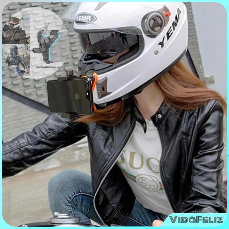 Kit 6 Suporte Para Capacete Acessórios Telefone Câmera De Ação Queixo Compatível Com E Celular Design Antiderrapante
