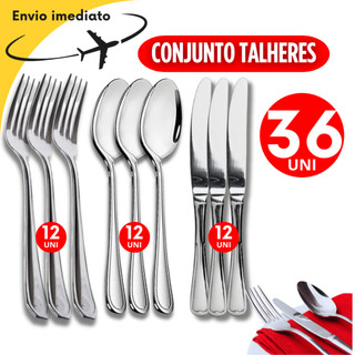 36 Unidades Talheres Inox 12 Garfo 12 Faca 12 Colher Variáveis Casa Cozinha Buffet Restaurante Banquete Premium