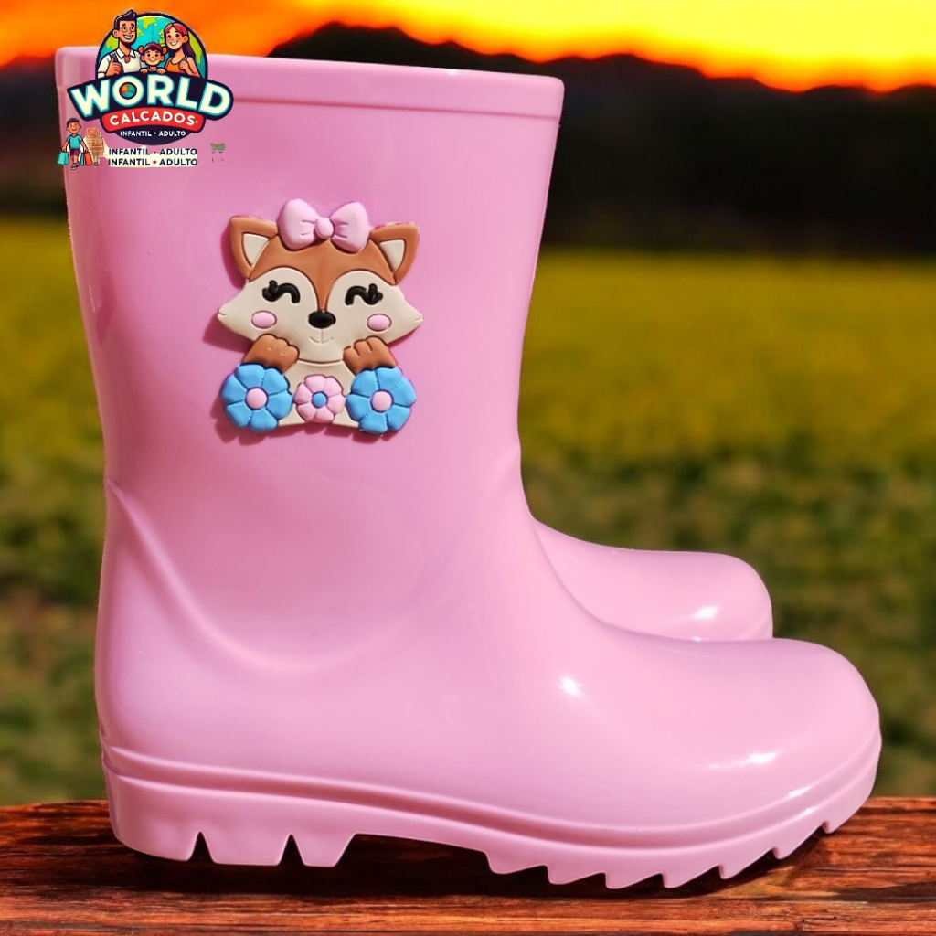 Galocha Bota de Chuva Cano Alto Menina vários personagens Confortável Antiderrapante Impermeável Juvenil Leve