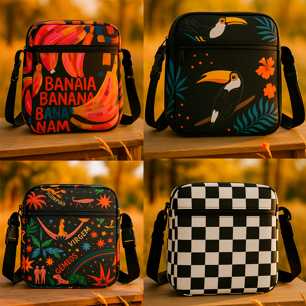 Shoulder bag mini bag  bolsa transversal  ESTAMPA  03  porta celular estojo viajem  kit vi...