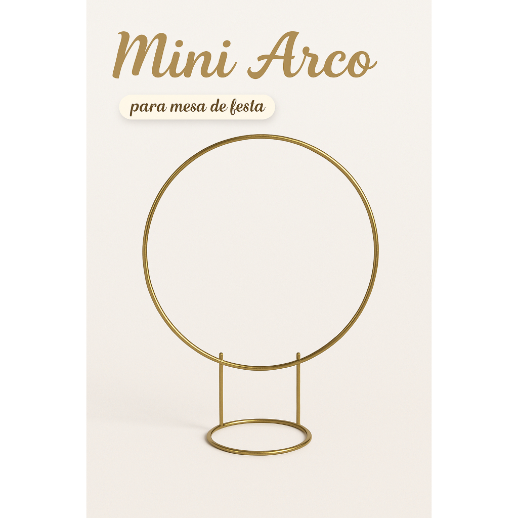 Mini Arco Redondo de Mesa Dourado 50cm para Festa e Decoração