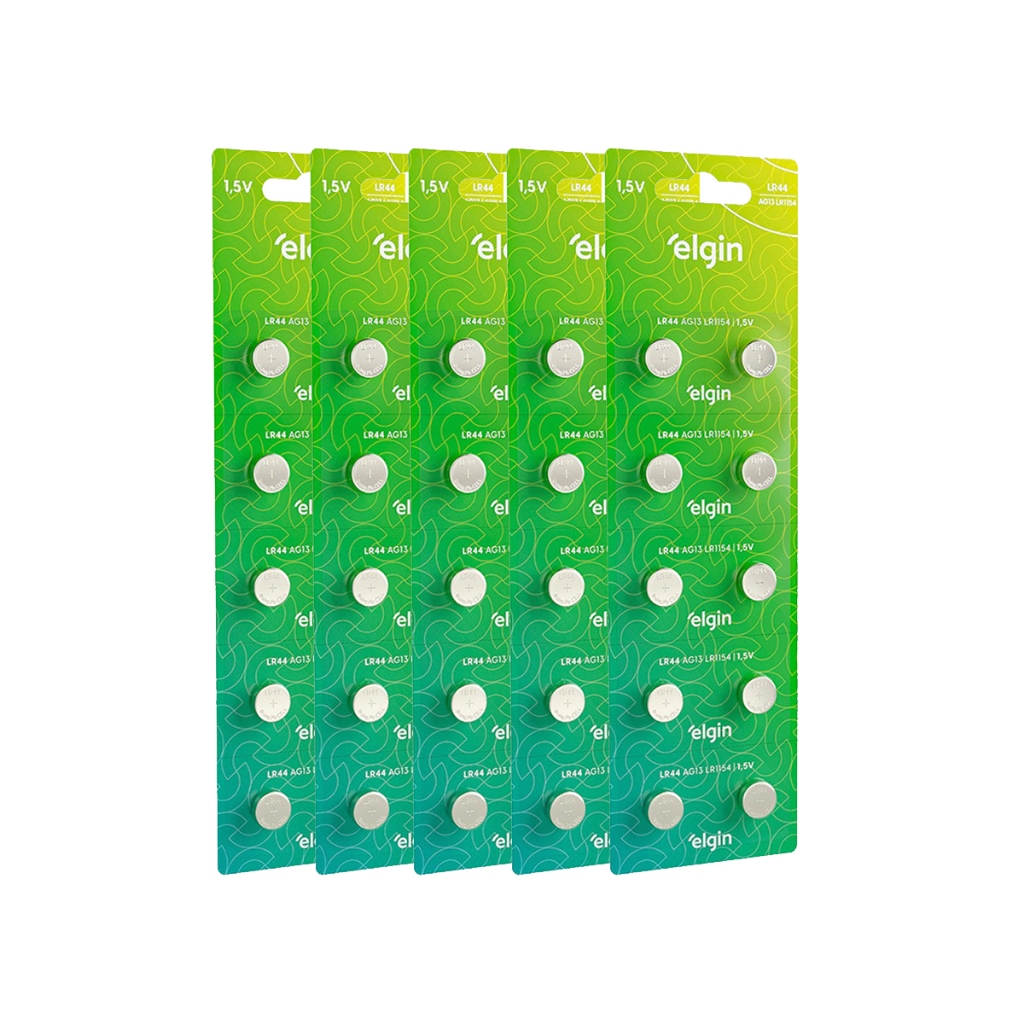 10 Pilhas Alcalina Elgin LR44 AG13 LR1154 Kit 1 a 10 Cartelas C/10 Pilhas Monte Seu Kit