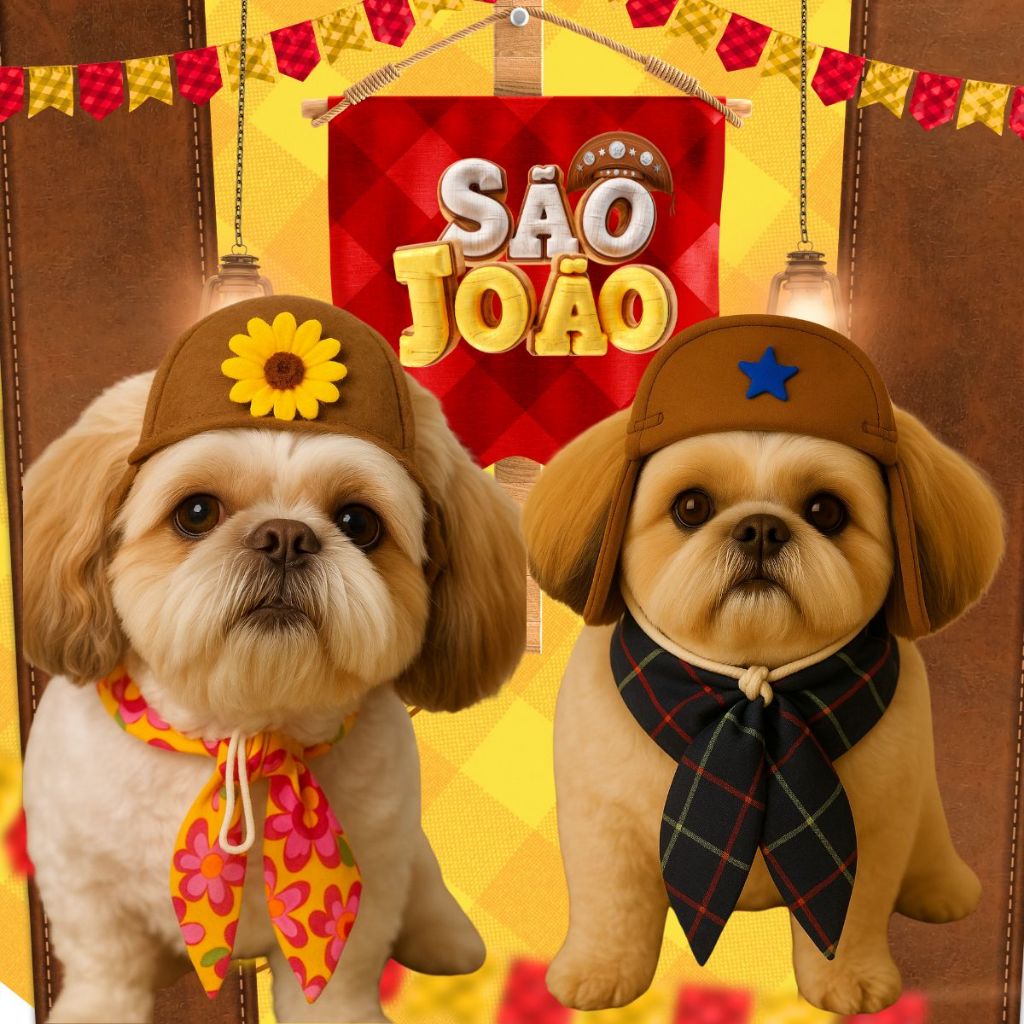 Kit Pet Festa Fantasia Maria Bonita e Lampião Roupinha Shitzu Maltes York Trend hALLOWEEN