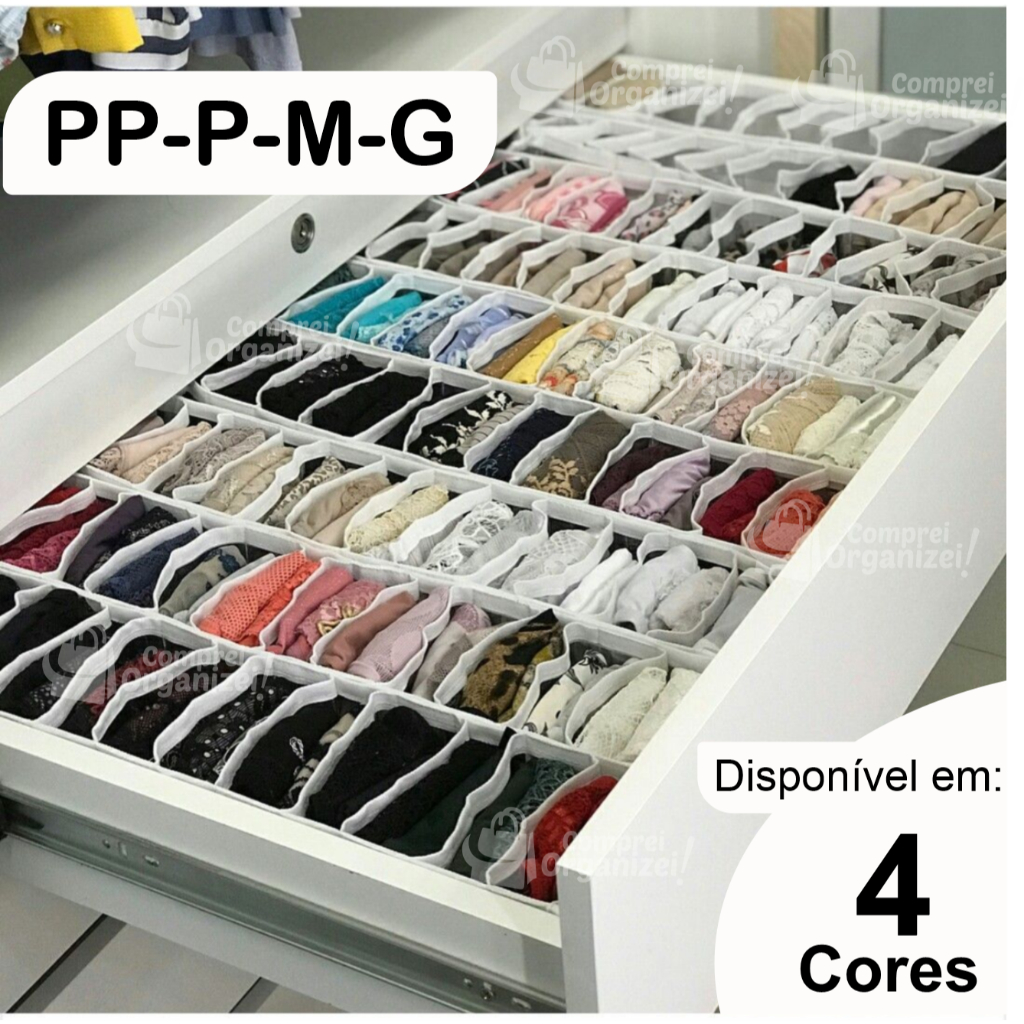 Organizador de Gaveta | Colmeia Organizadora | Organizador de Guarda Roupas | “PP – P – M – G ” – Comprei Organizei!