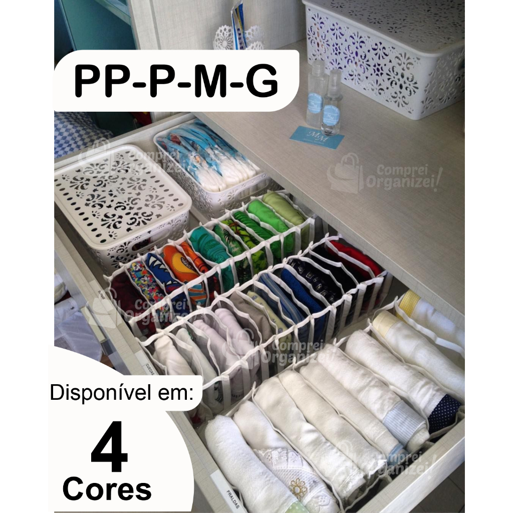 Colmeia Organizadora PP - P - M - G | Organizador de Gaveta | Organizador de Guarda Roupas em Oferta na Shopee