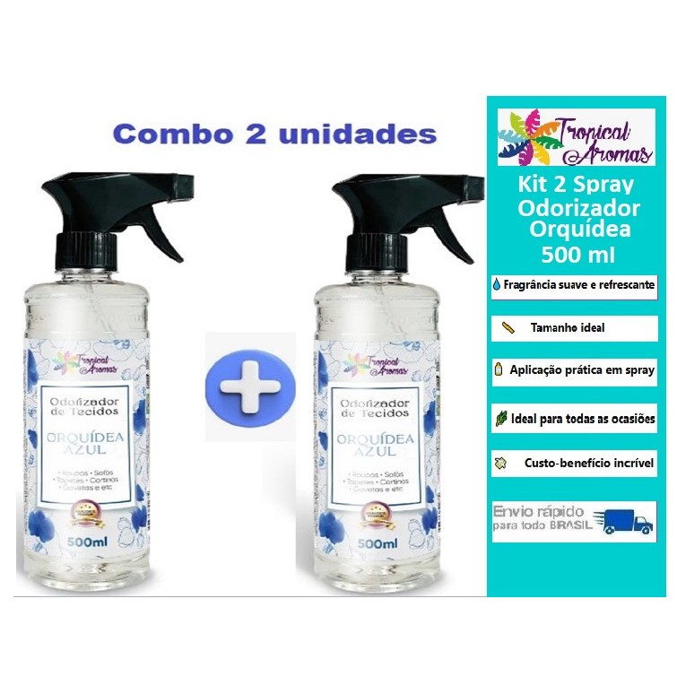 Kit 2 Spray Odorizador Tecido Orquídea 500ml Perfume De Roupa Tropical Aromas