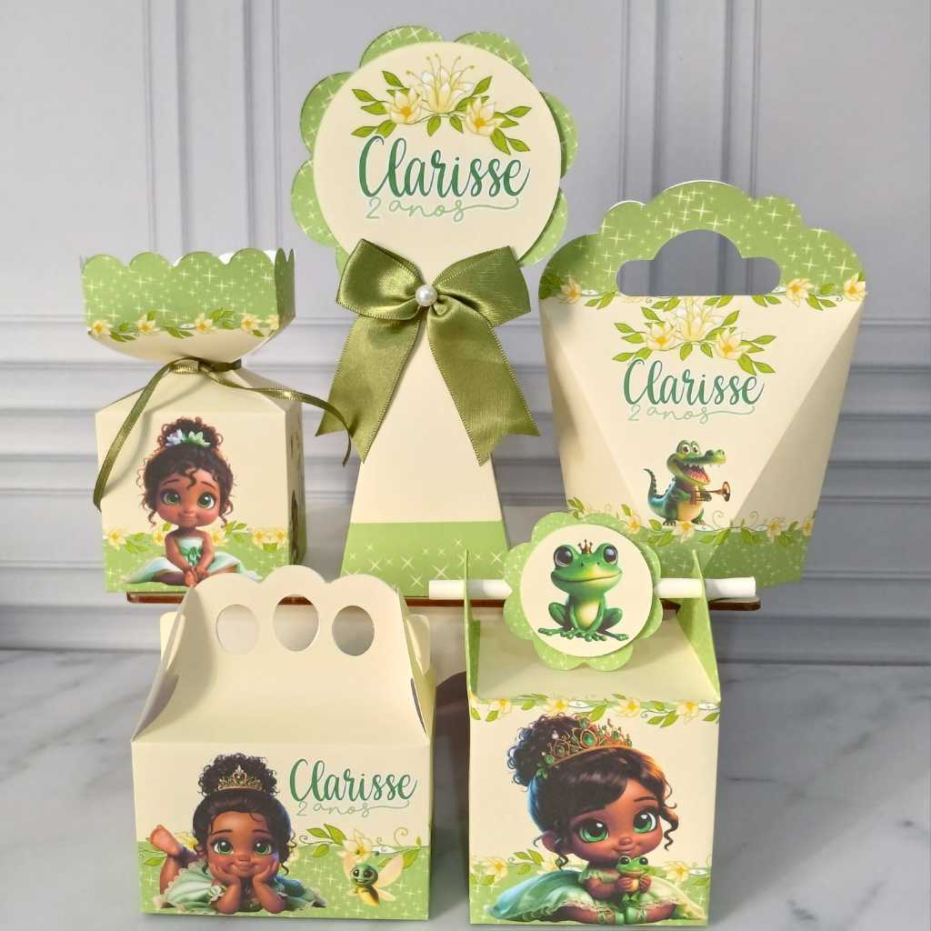 Kit Personalizados Princesa Tiana Baby - Princesa e o Sapo - Kit Festa - PEGUE E MONTE Lembrancinha