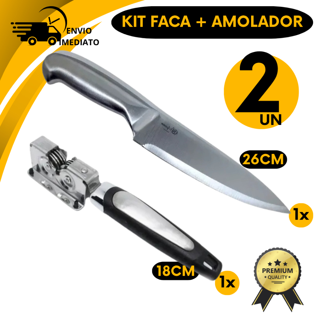 Faca Peixeira 6 Profissional Açougueiro Churrasco Gourmet E Amolador Faca Afiador Tesoura em Oferta na Shopee