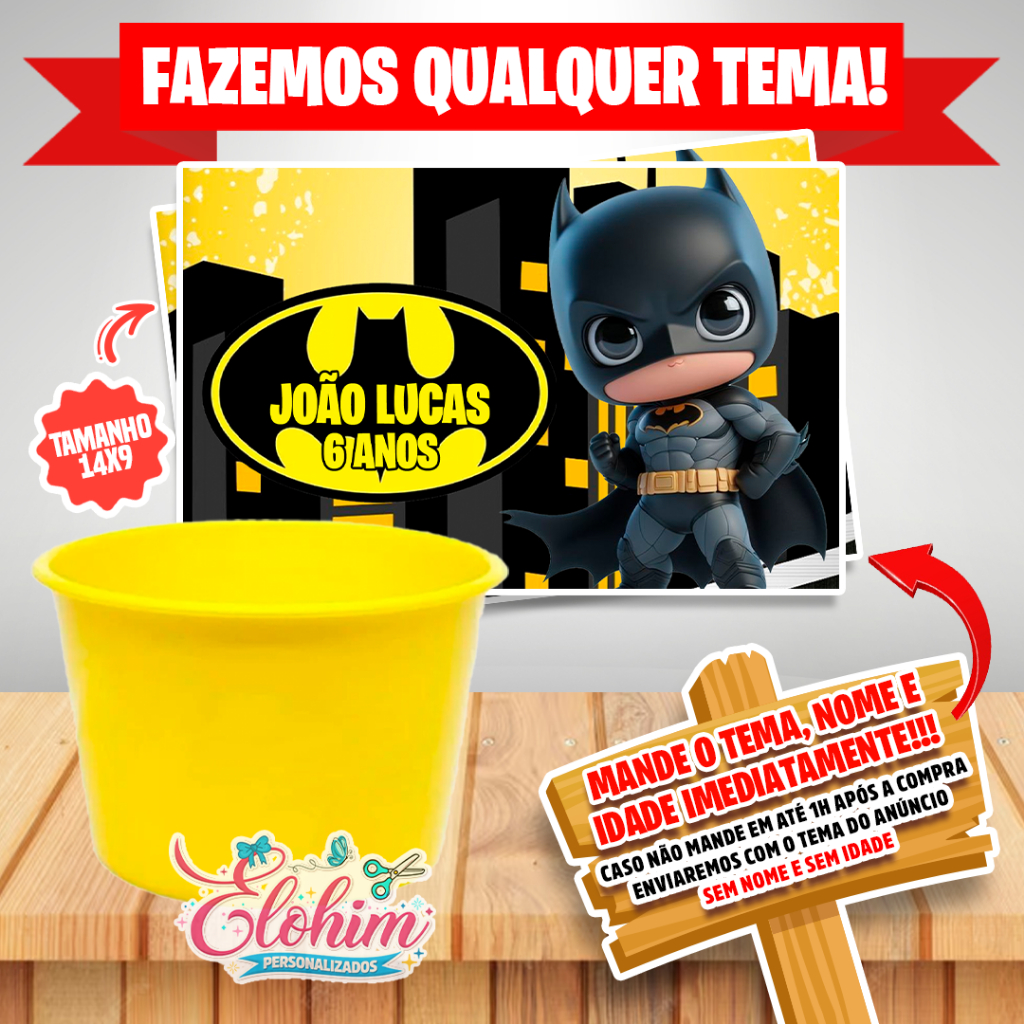 Rótulo Adesivo para personalizar Balde -  Batman