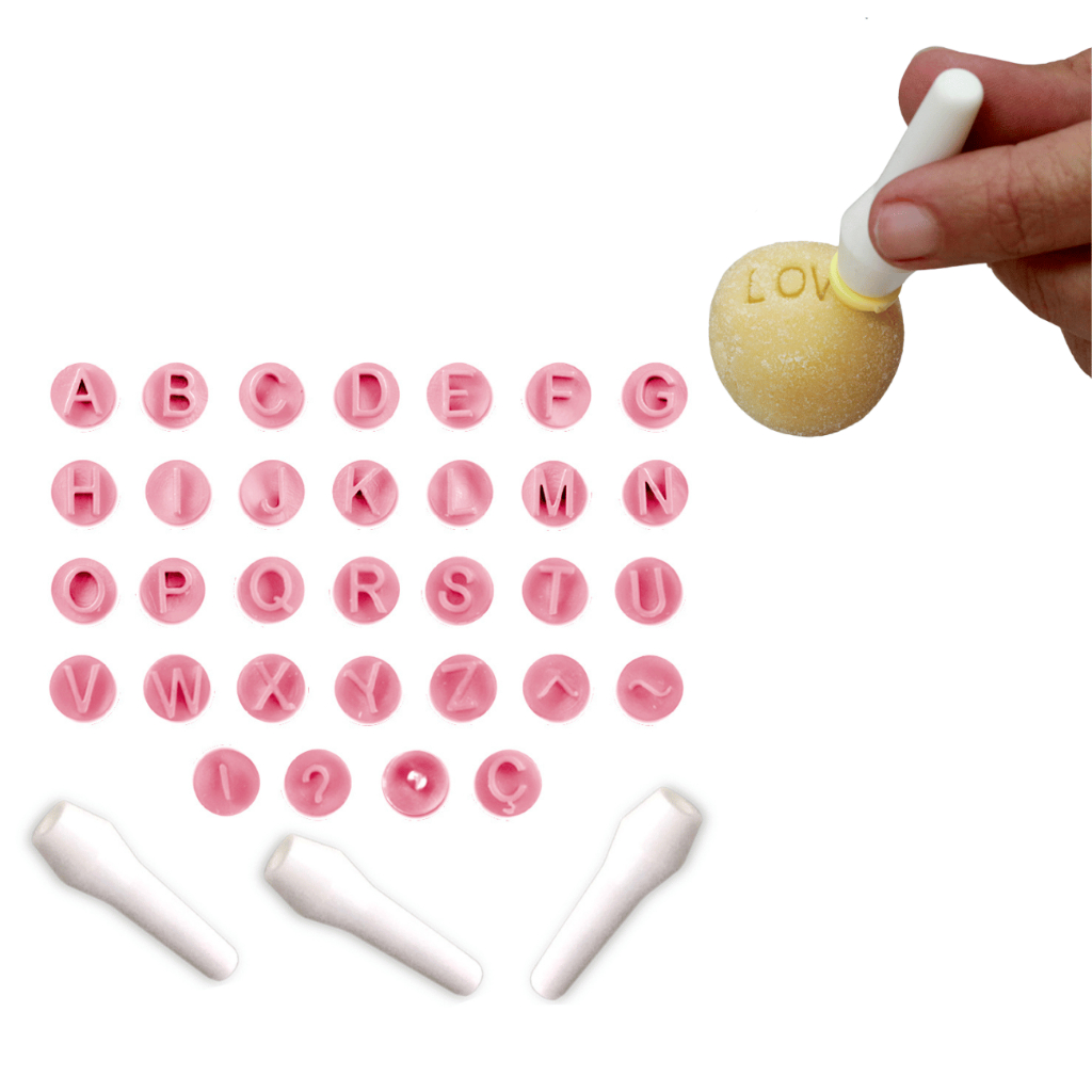 Kit Carimbos Letras/Alfabeto Brigadeiros Doces Finos - 35 Peças - Cor Rosa (Blue Star) em Oferta na Shopee