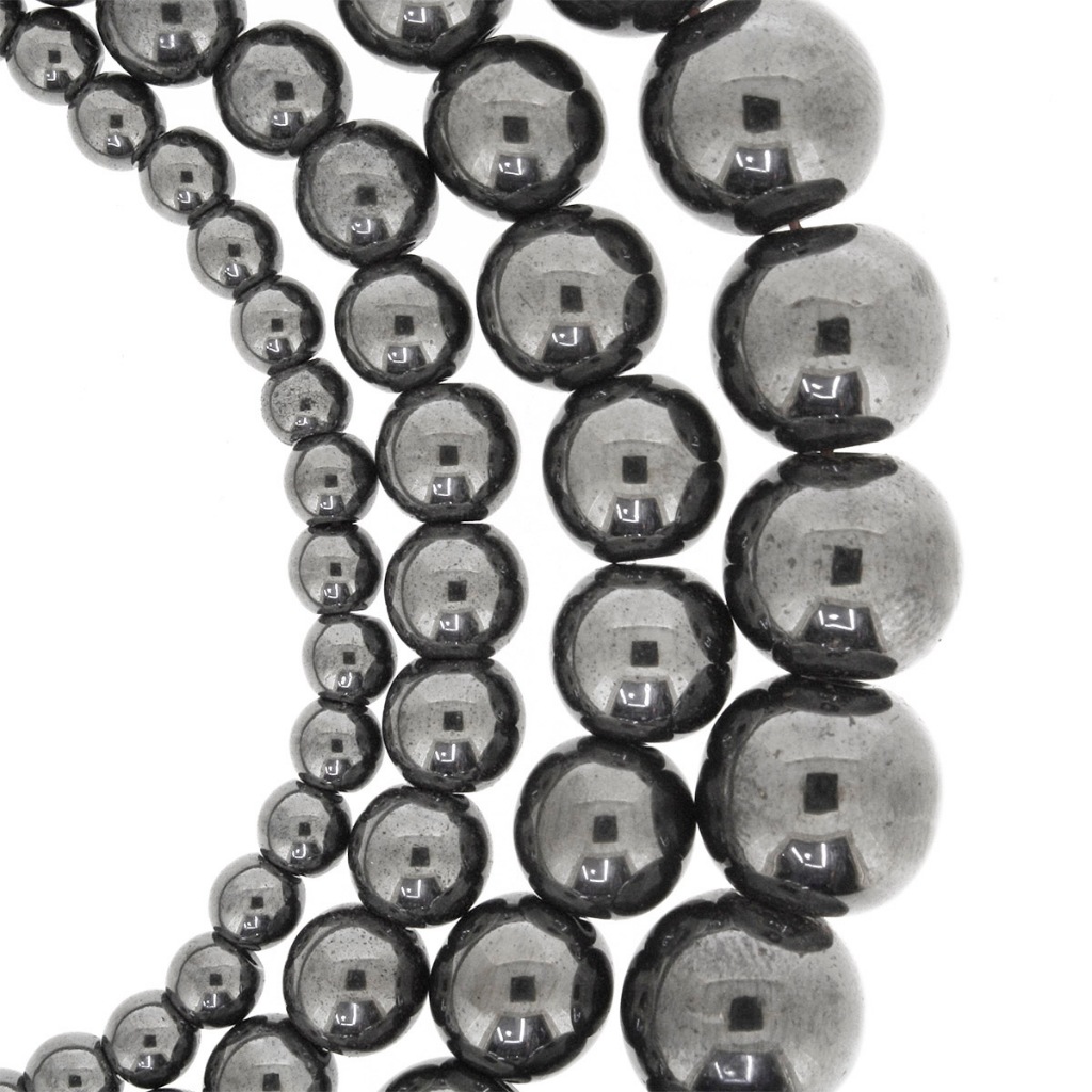 Contas de Pedras Naturais Hematita para Pulseiras Colares - 4mm / 6mm / 8mm / 10mm em Oferta na Shopee