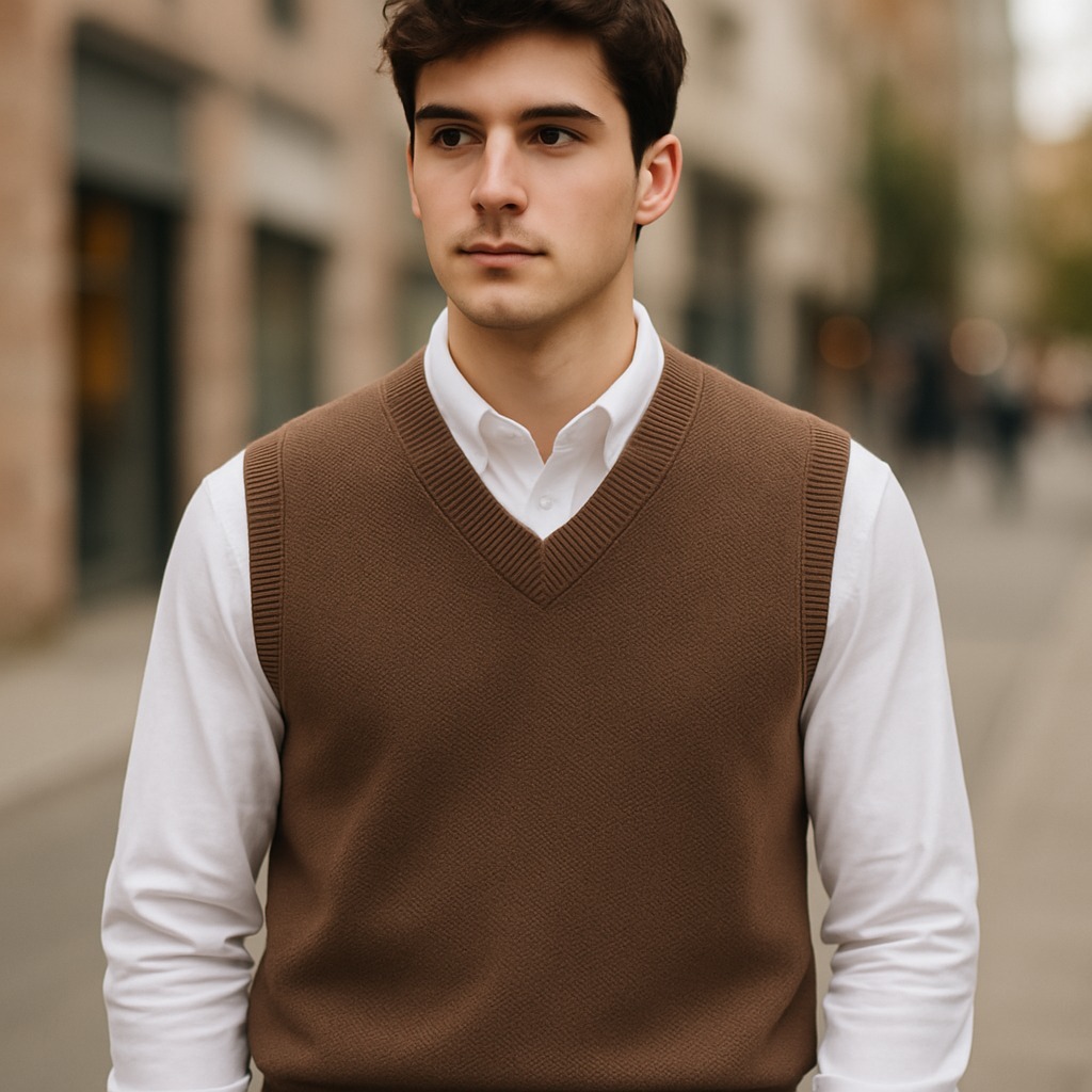 Colete Masculino Tricô Lã Pullover Social Inverno Elegante P M G GG Cores Variadas Moda Casual Frio Roupa Masculina Esti