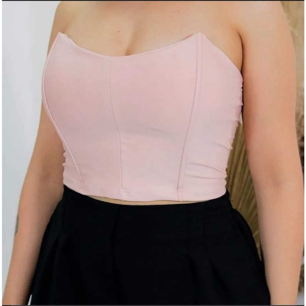 Cropped Corset Feminino Com Bojo Tomara Que caia em Suplex Corselet